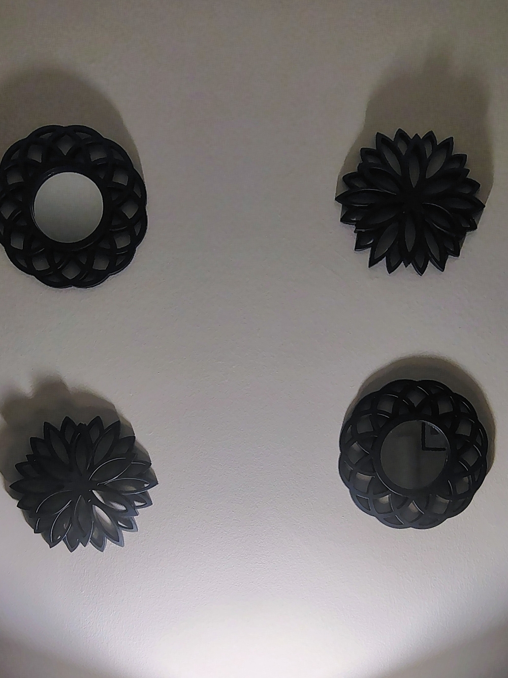 Decorative Black Floral Wall Mirror Set